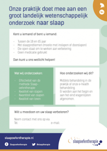 wetenschappelijk onderzoek slaapoefentherapie